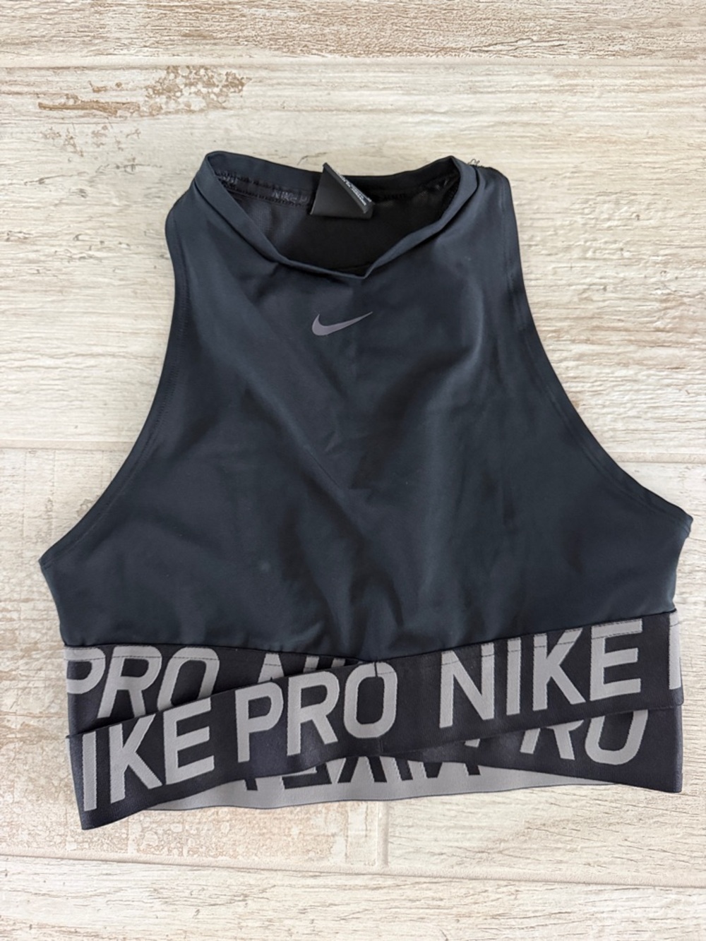Nike Pro Black High-Neck Workout Bra with Branded Elastic